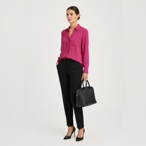 The Limited Ashton Magenta Button-Up Blouse Size S
